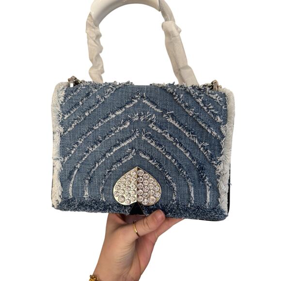 Kate Spade Denim Amelia Jeweled Shoulder Bag w/ Crystal Spade - Picture 12 of 16